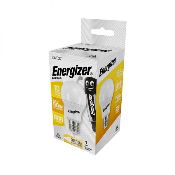 ENERGIZER ΛΑΜΠΑ LED GLS E27 8.2W=60W WORM 16603