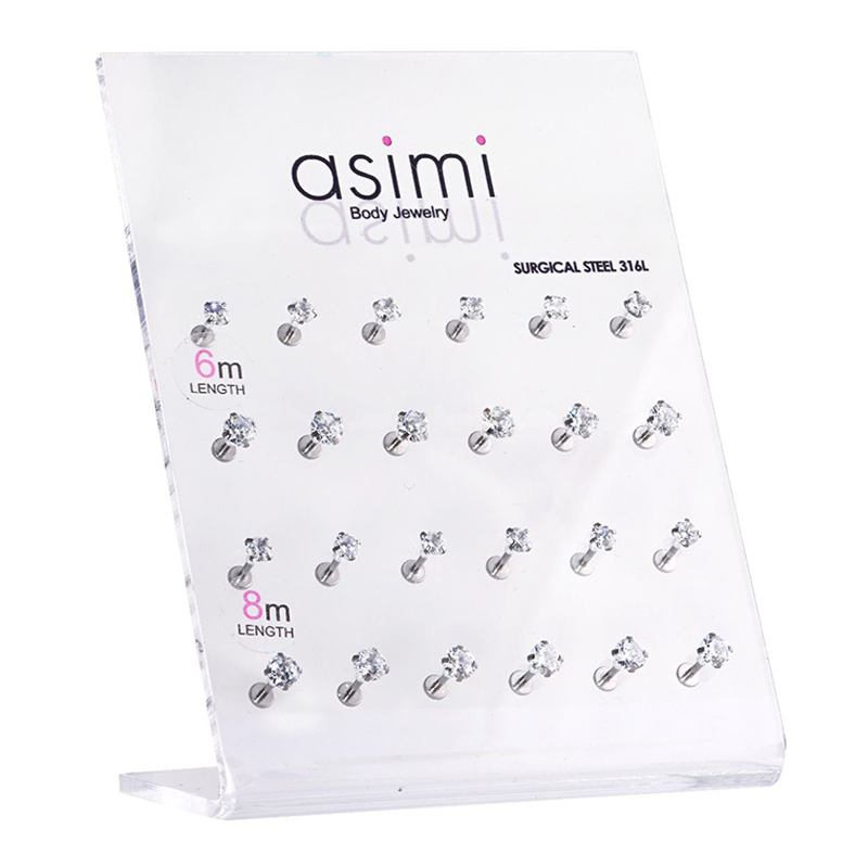 ΣΚΟΥΛΑΡΙΚΙ Tragus mix design Surgical Steel 316L ΜΕ ΚΡΥΣΤΑΛΛΙΝΟ ΔΙΑΜΑΝΤΑΚΙ 4-5mm G00072